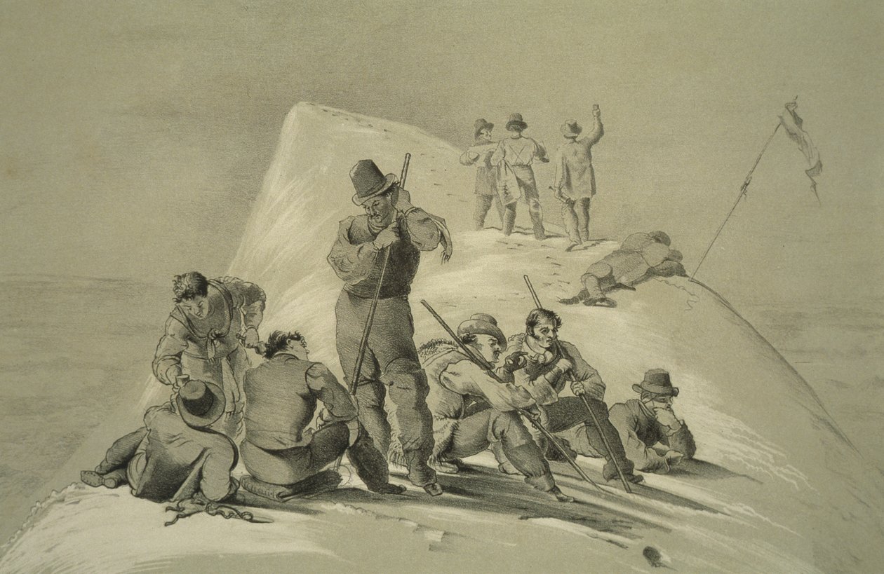 Uitzicht vanaf de top, uit Tien scènes in de laatste beklimming van de Mont Blanc inclusief vijf uitzichten vanaf de top, door J.D.H. Browne, gepubliceerd 1853 door English School