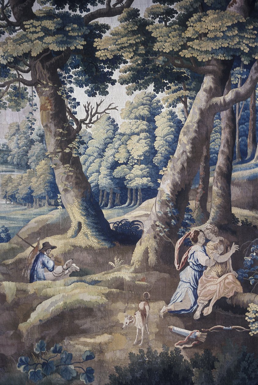 Scène uit het leven in het landhuis wandtapijtserie door Flemish School