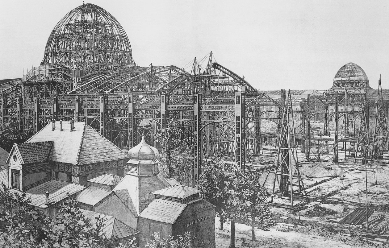Bouw van het Palais des Beaux Arts et des Arts Liberaux voor de Exposition Universelle van 1889 door French School