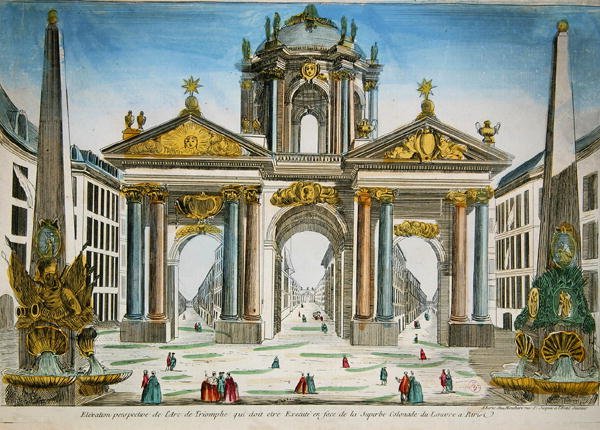 Ontwerp voor een triomfboog tegenover de colonnade van het Louvre door French School