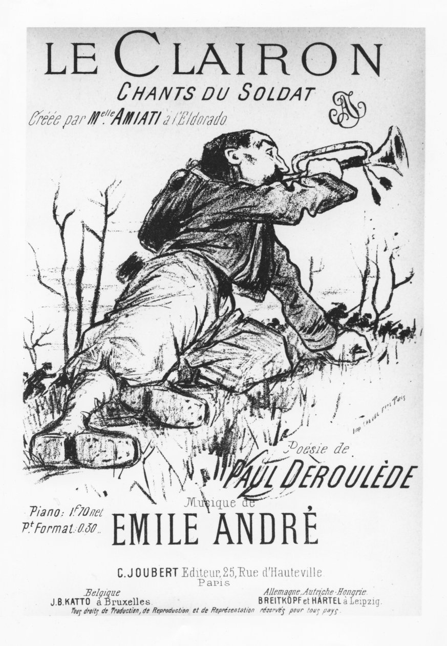 Voorpagina van Le Clairon, Chants du Soldat, door Paul Deroulède door French School