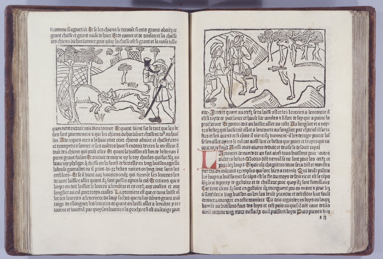 Illustratie uit Le Liurse du Roy Modus et de la Reine Racio door Henri Ferrieres, 1486 door French School