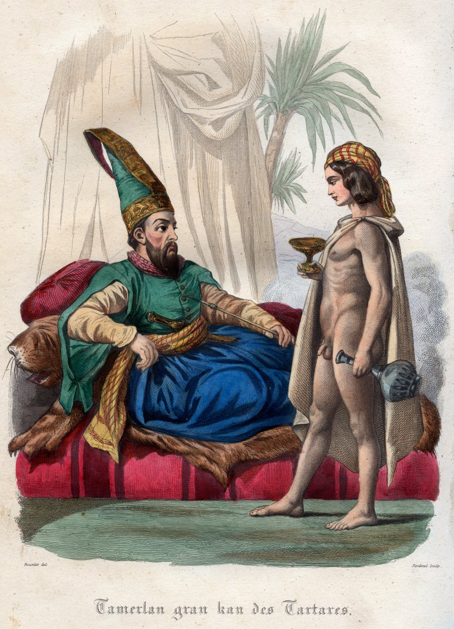 Mongoolse monarch Timur (Tamerlane) (1336-1405) en een jonge naakte door French School