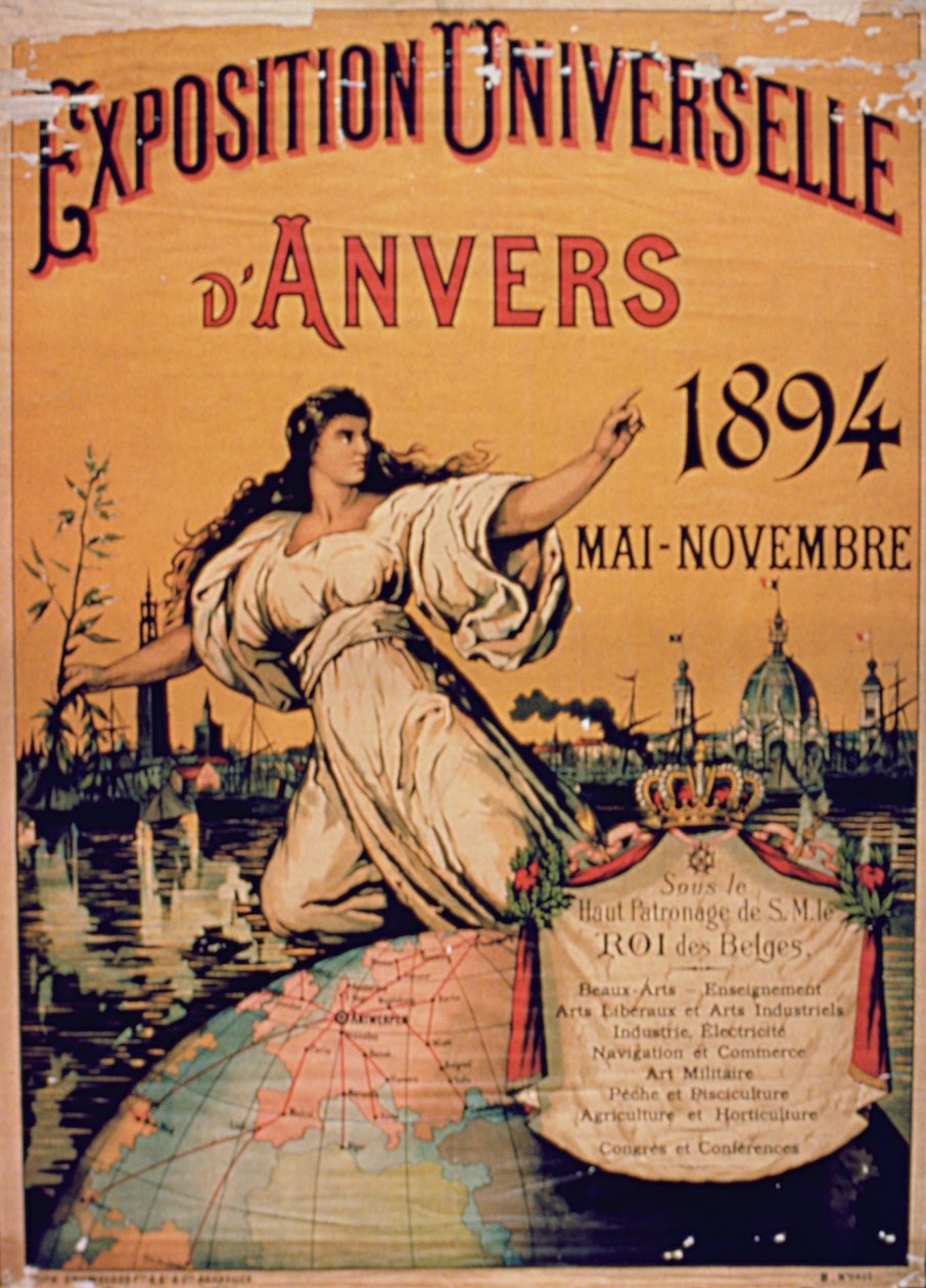 Poster voor de Universele Tentoonstelling van Antwerpen, mei-november 1894 door French School