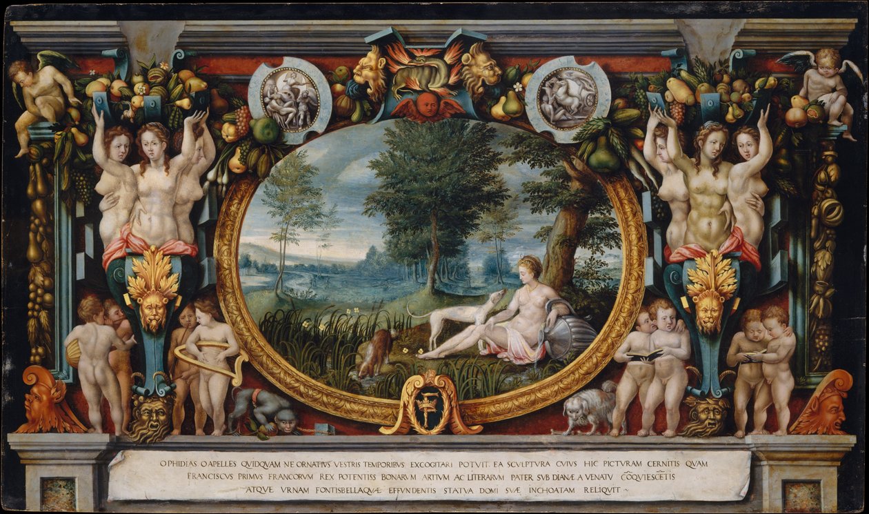 De nimf van Fontainebleau, ca. 1575-99 door French School