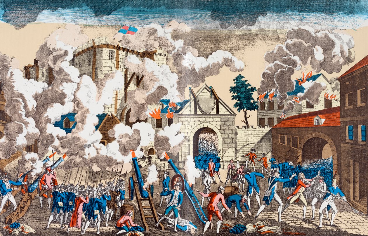 De bestorming van de Bastille, 14 juli 1789 door French School
