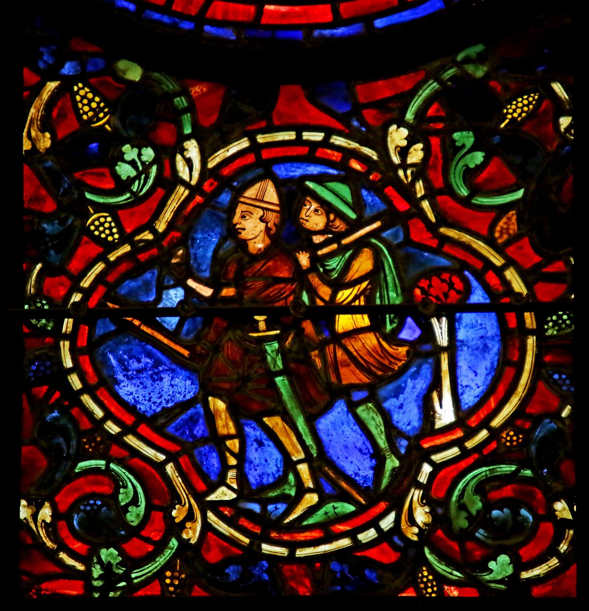 Twee schurken, scène uit het leven van St. Martin, kathedraal van Chartres door French School