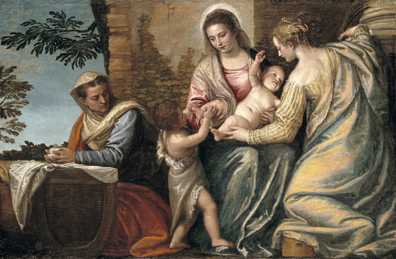Madonna en Kind met St. Elizabeth, de Jonge St. Johannes de Doper en St. Justina, 1565-70 door Paolo Veronese