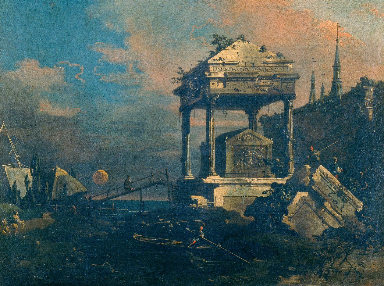 Capriccio met een graf door Giovanni Antonio Canal