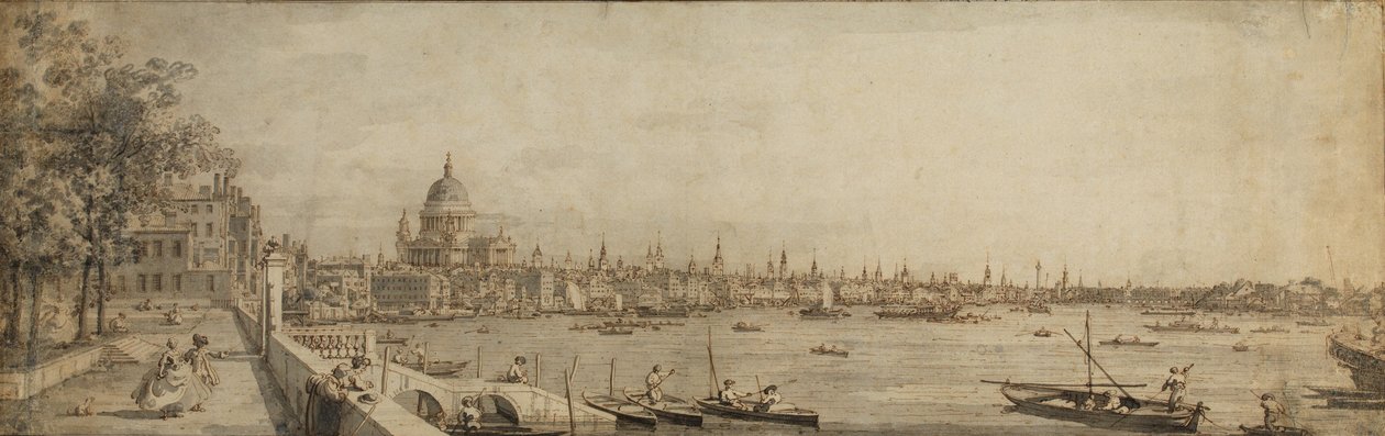 De Theems en de Stad Londen vanaf het Terras van Somerset House door Giovanni Antonio Canal
