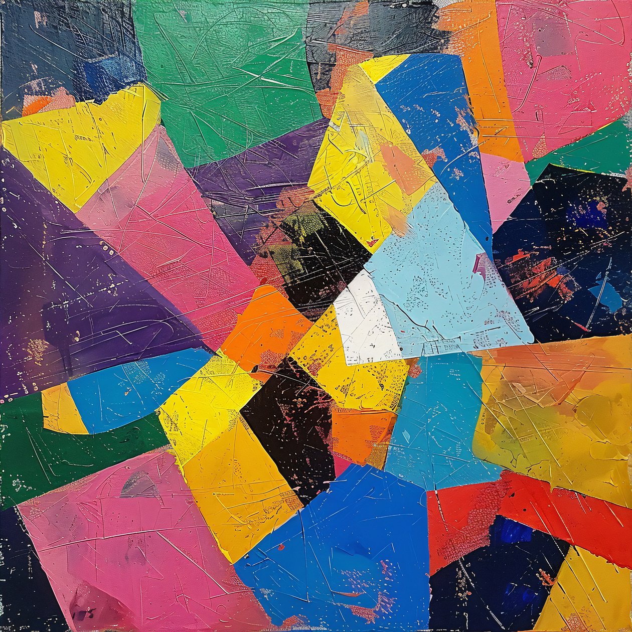 Kleurrijke acrylverf op canvas voor woonkamer of slaapkamer decoratie door F. Abderrahim