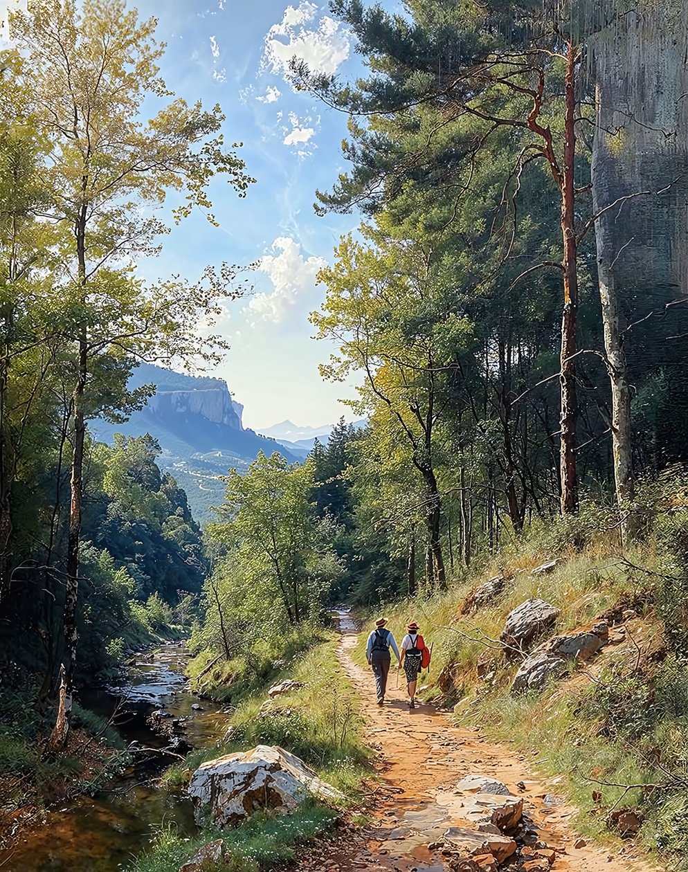 Jungle wandeling door bergen, landschap Wanddecoratie voor elke kamer door F. Abderrahim