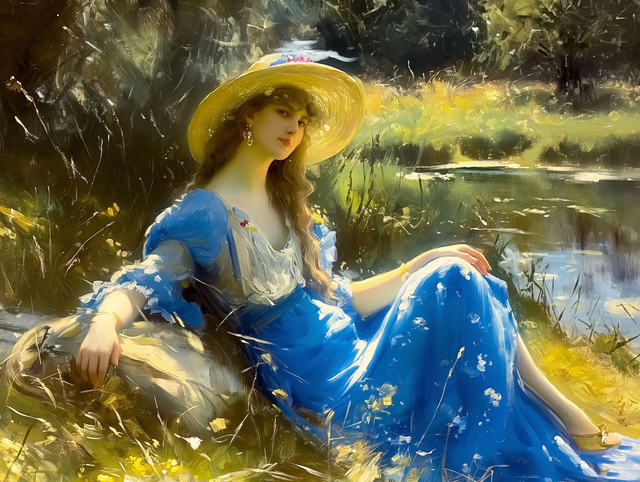 Klassieke schilderijen van vrouwen in de natuur, John Singer Sargent inspiratie door F. Abderrahim