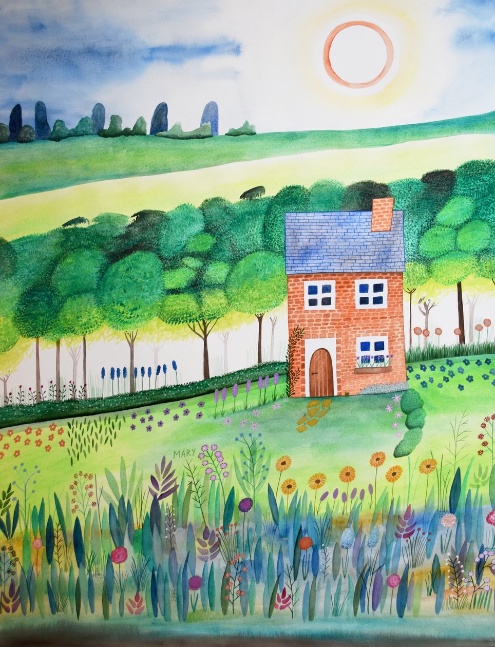 Hut aan de rand van het bos door Marys Watercolors