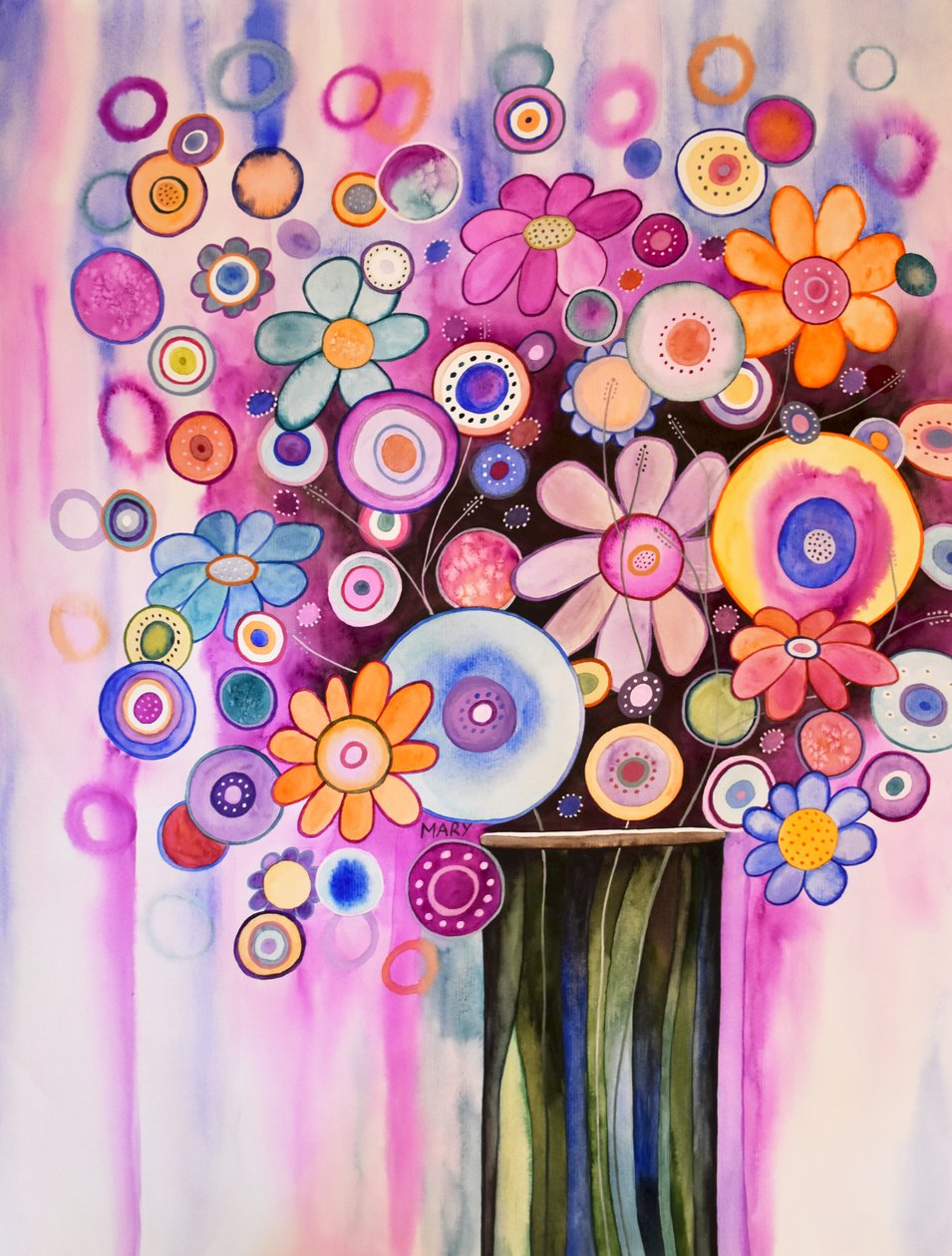 Fantasie bloemen door Marys Watercolors