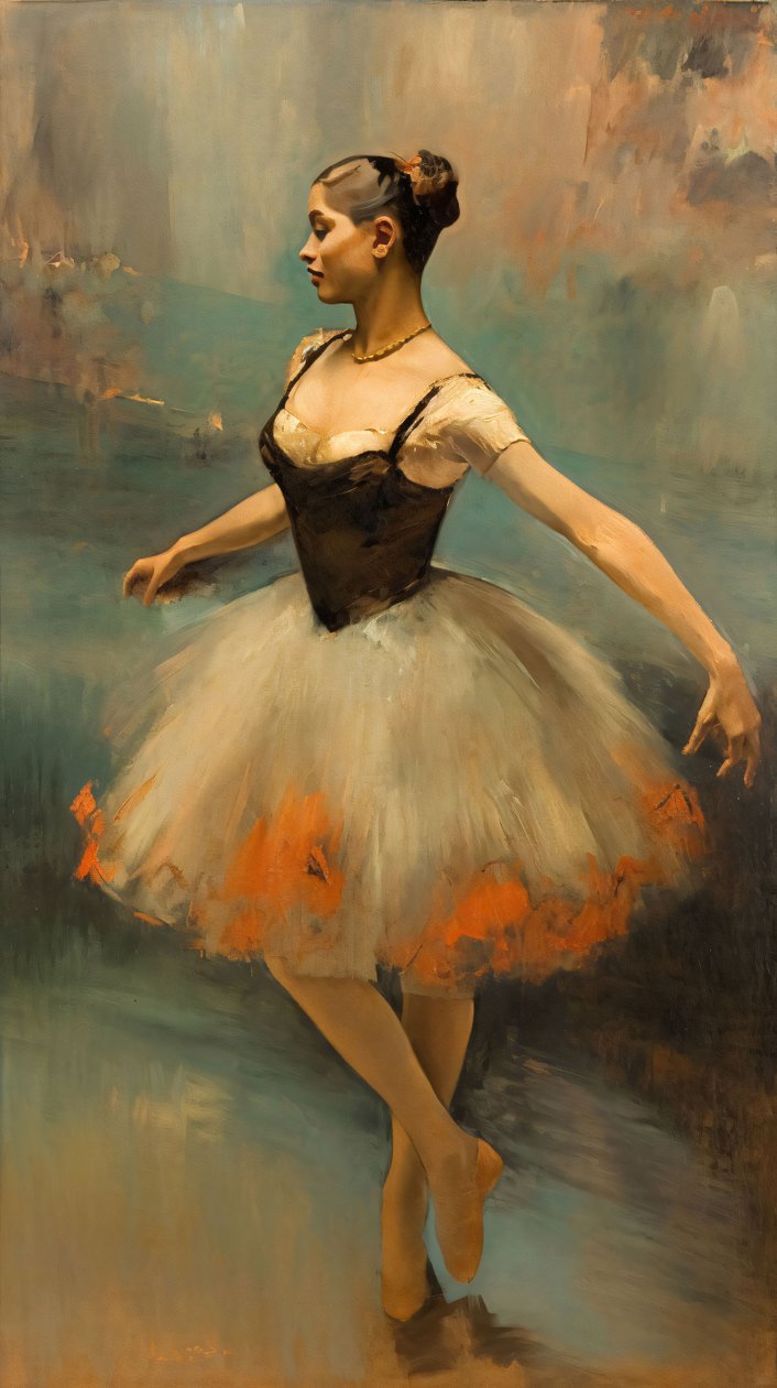 Olieverfschilderij Balletdanser, Edgar Degas stijl, Home wanddecoratie voor slaapkamer door F. Abderrahim