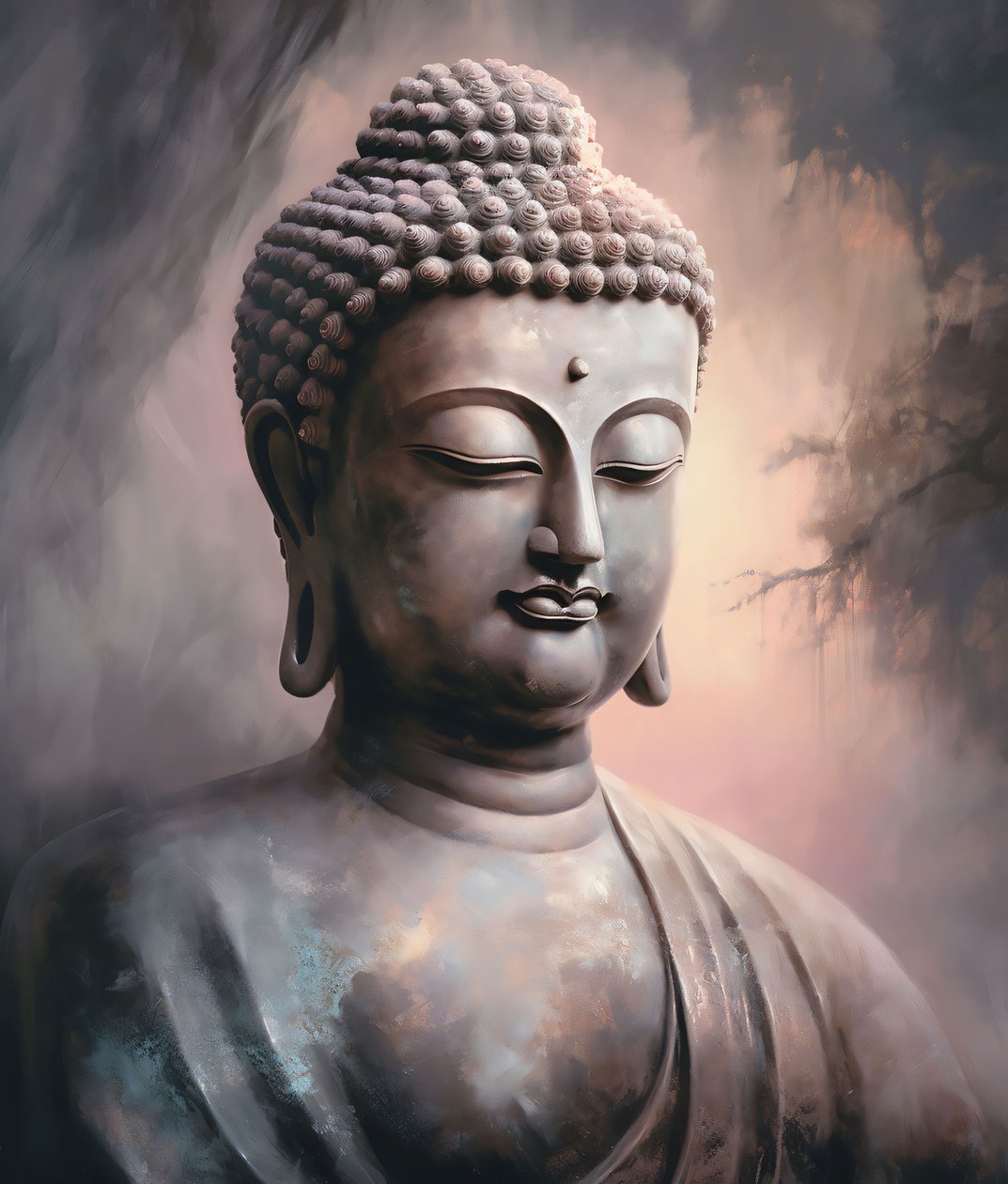 Boeddha Portret Zittend in Meditatie, Spirituele muur thuis decoratie voor print door F. Abderrahim