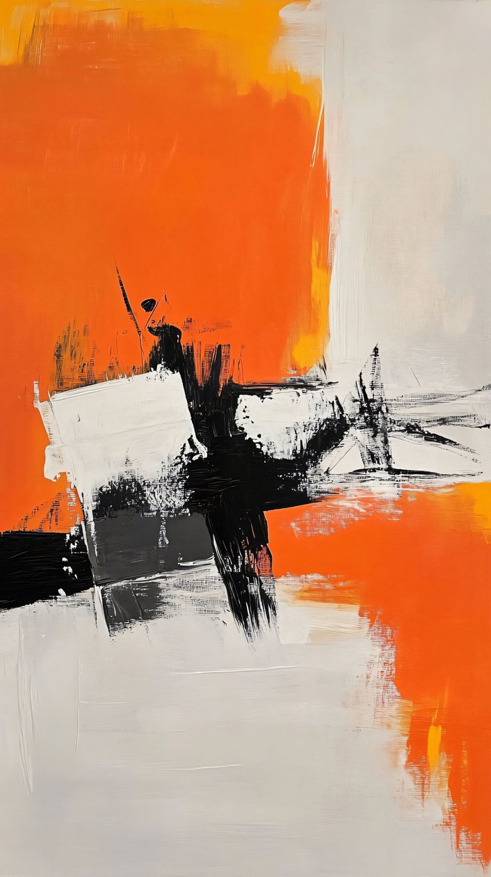 Oranje schilderij, Modern Abstract Woondecor, wanddecoratie voor slaapkamer door F. Abderrahim