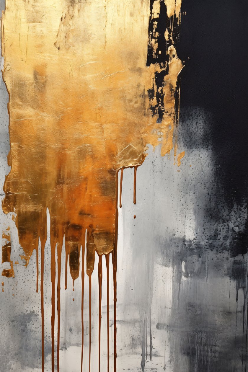 Zwart Goud en Zilver Een Gouden Licht Rustiek Mat Schilderij, aangepaste Canvas afdrukken door F. Abderrahim