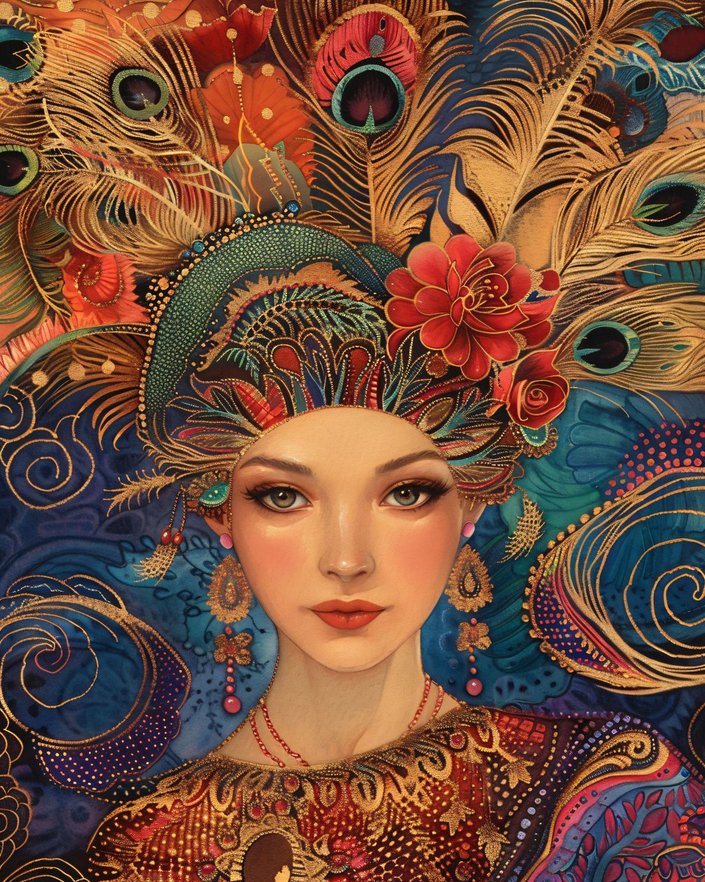 A Gorgeous Woman in the Style of Alex Grey, canvas  wandframe print on demand door F. Abderrahim