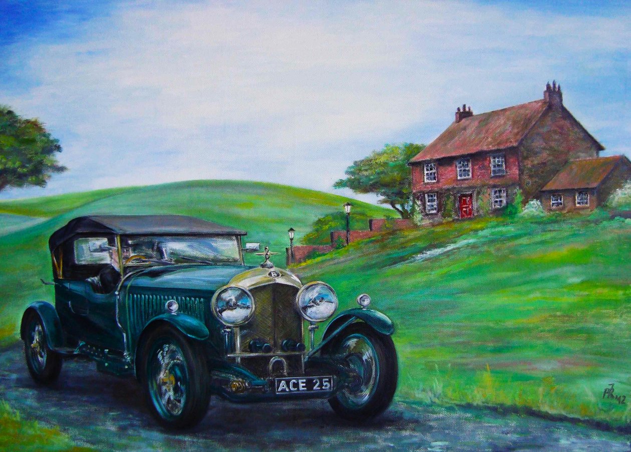 Bentley 1928 Olieverf op doek Raaf door Jörg-Peter Rabe
