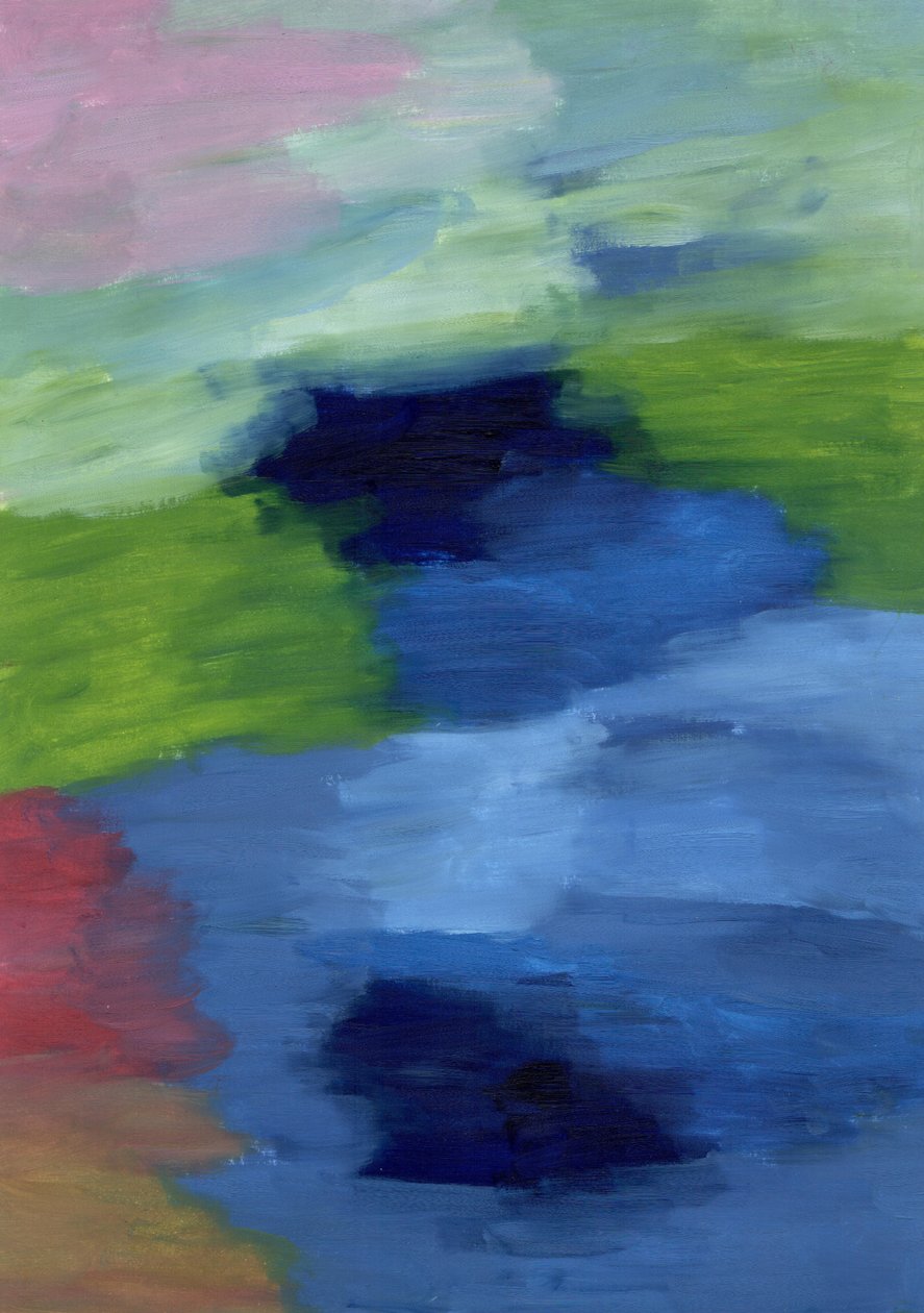 Een levendige samensmelting van de drie primaire kleuren – blauw, rood en geel – die in harmonie met elkaar dansen door Albert Mansour