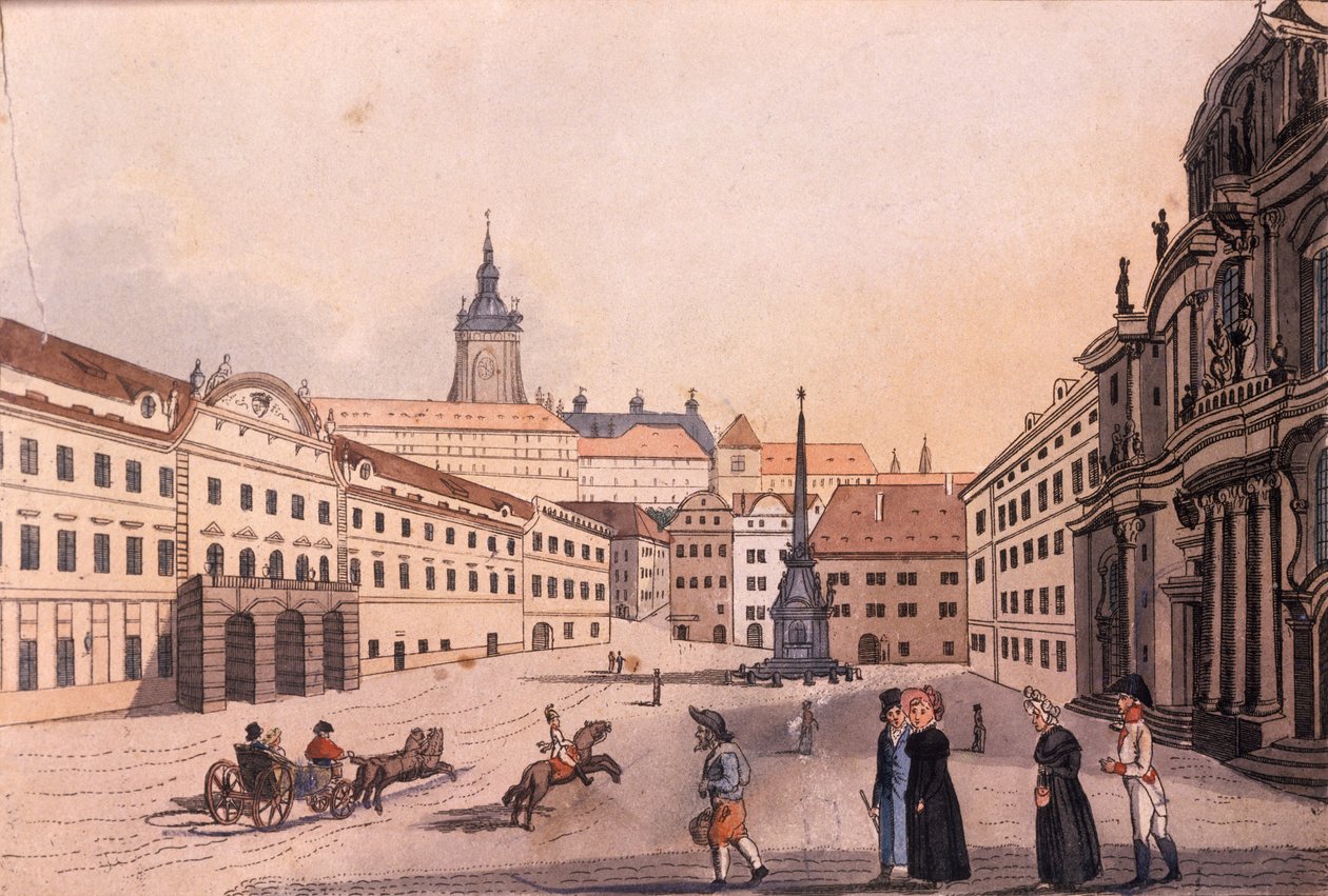 Boven Malostranské (Kleine Kwartier) Plein, Praag, ca. 1810 door A. and Berka, Johann Gustav