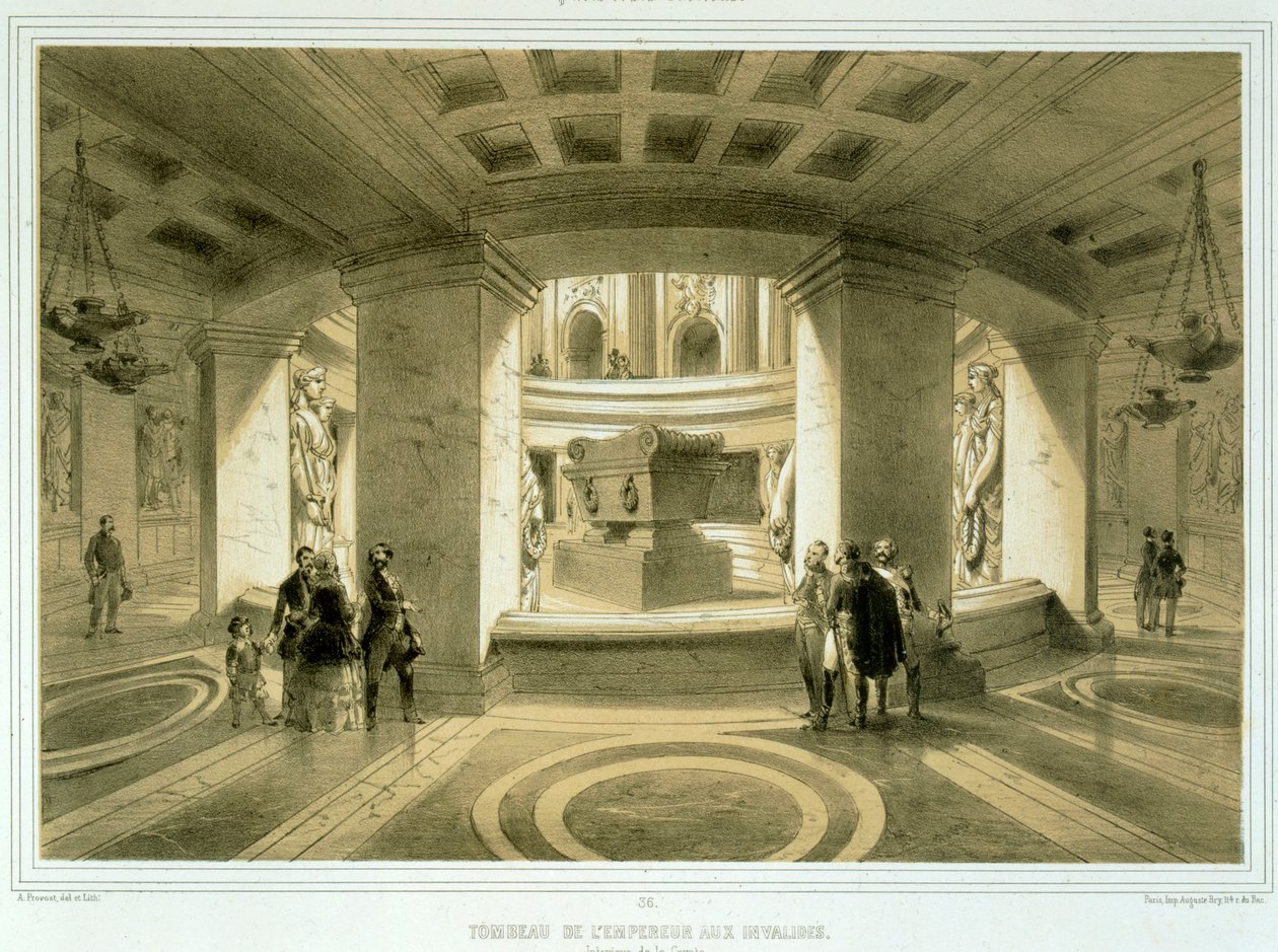 Graf van Napoleon (1769-1821) bij Invalides, uit Paris et ses Environs, gepubliceerd ca. 1850s-60s door Abbé Prévost