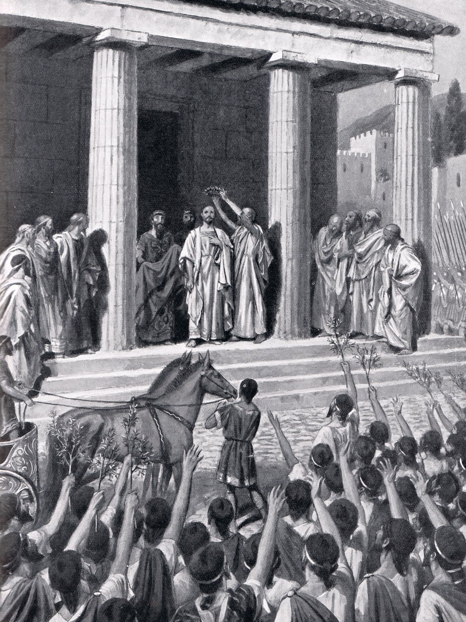 Themistocles Geëerd in Sparta, illustratie uit 