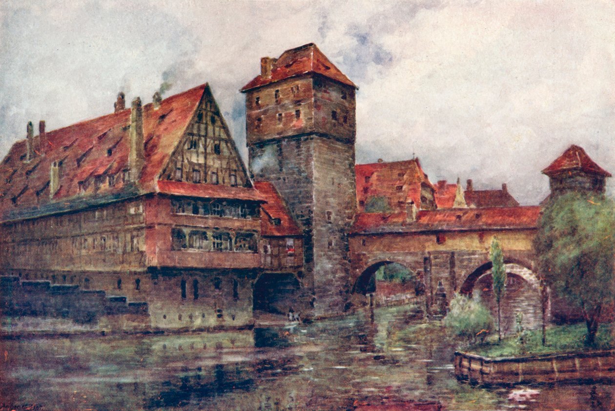 De Henkersteg, met de Wasserturm, Neurenberg, Duitsland door AG Bell