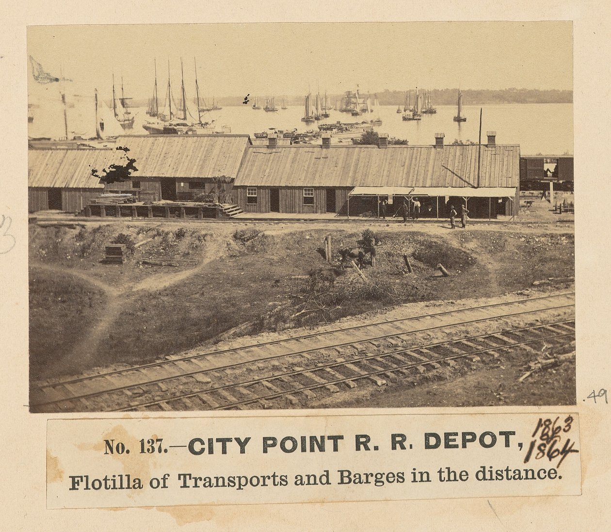 City Point spoorwegdepot door A.J. Russell