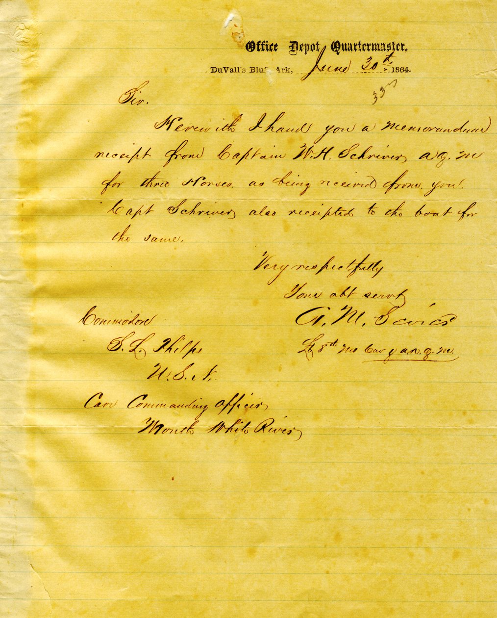 Brief van A. M. Sevier, Duvall