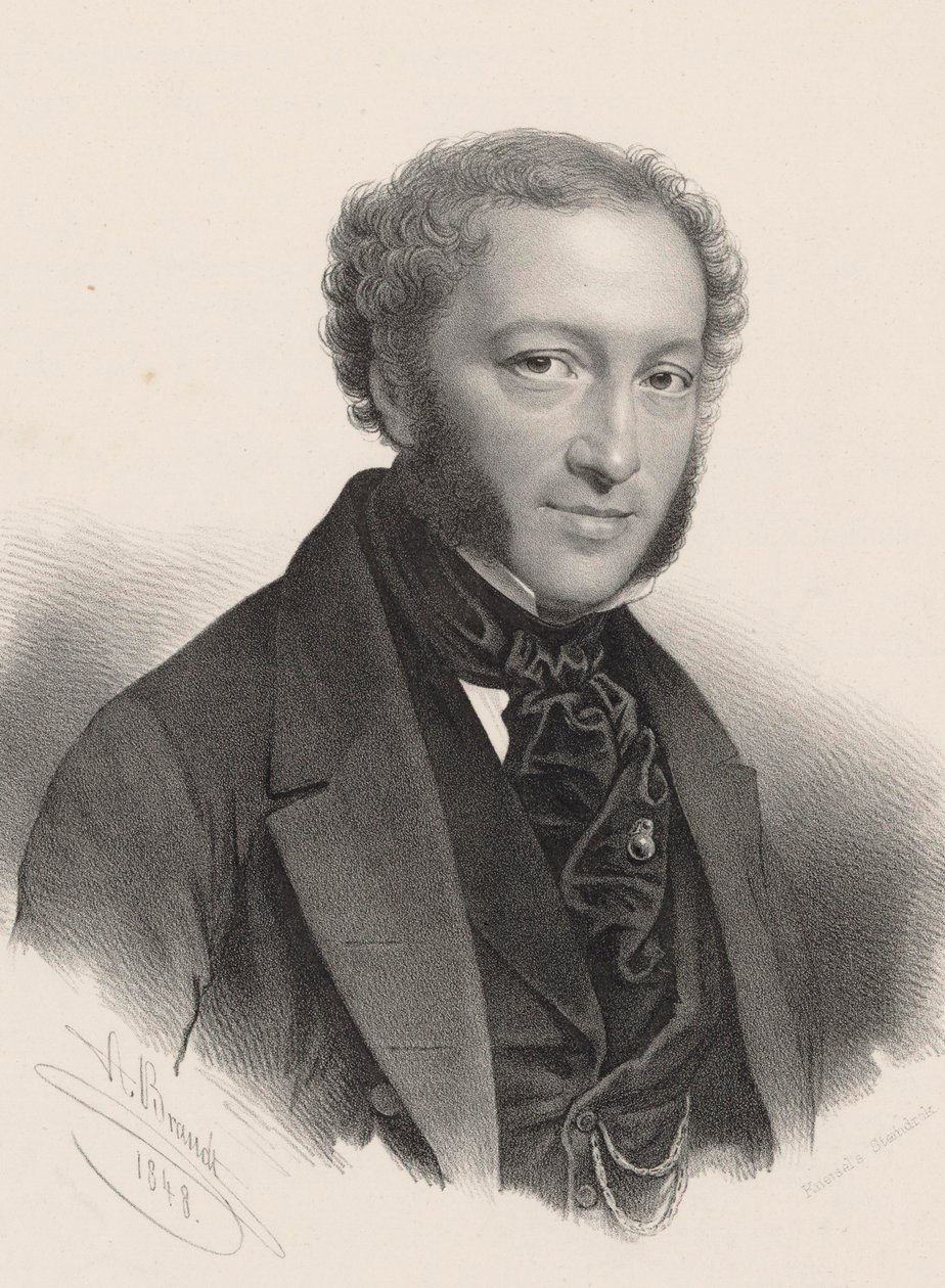 Portret van pianist en componist Ignaz Moscheles 1794-1870, 1848 door A. Brandt