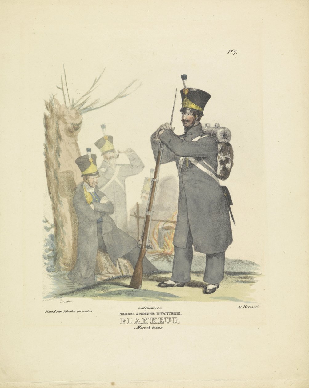 Flankeur in mars tenue, 1820-1825 door A. Courtois