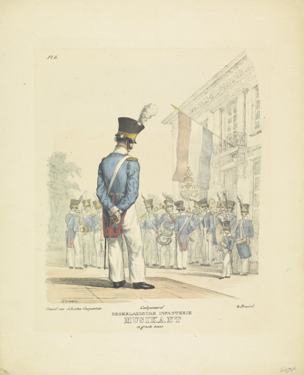 Muzikant in grote tenue, 1820-1825 door A. Courtois