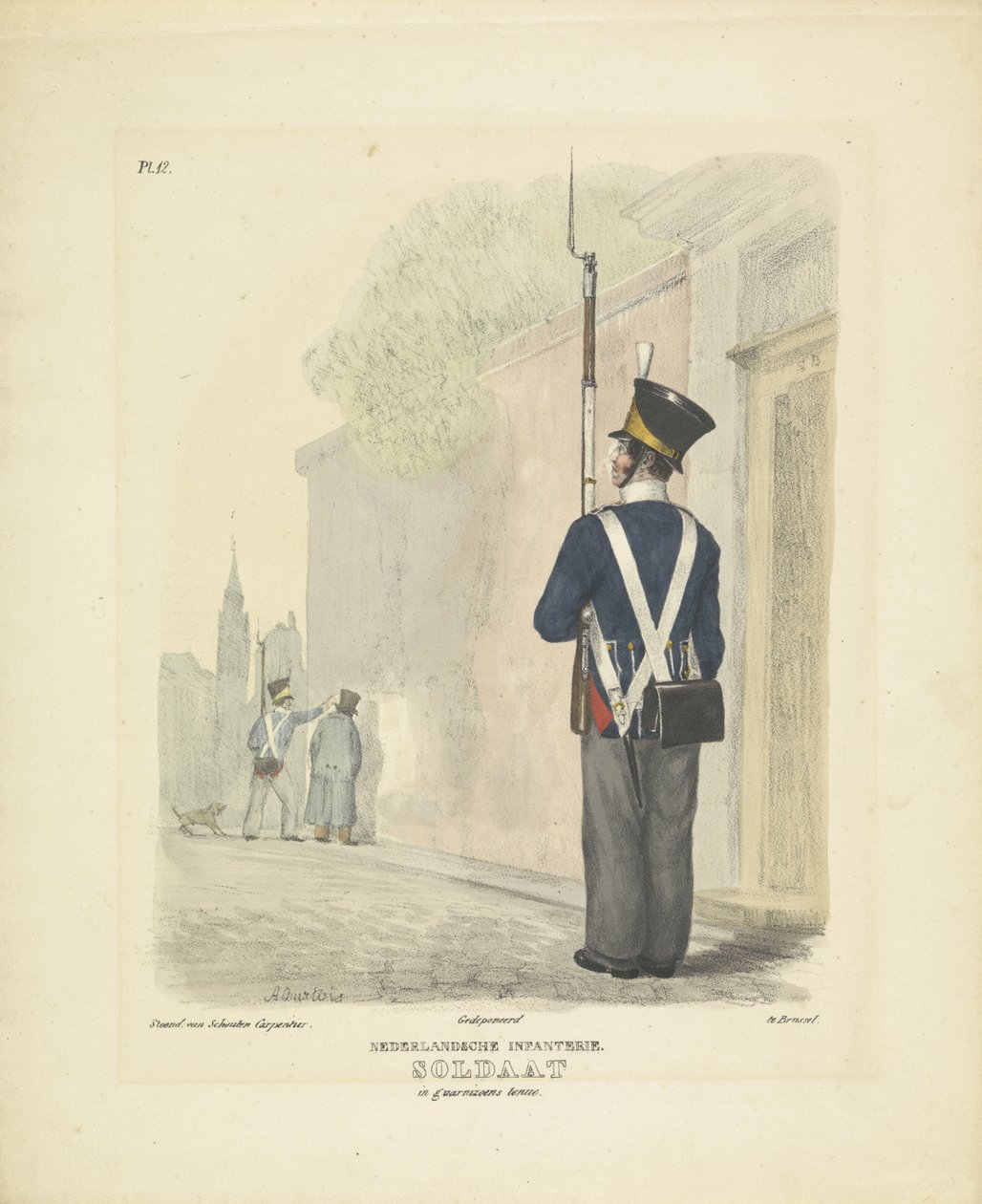 Soldaat in garnizoenstenue, 1820-1825 door A. Courtois