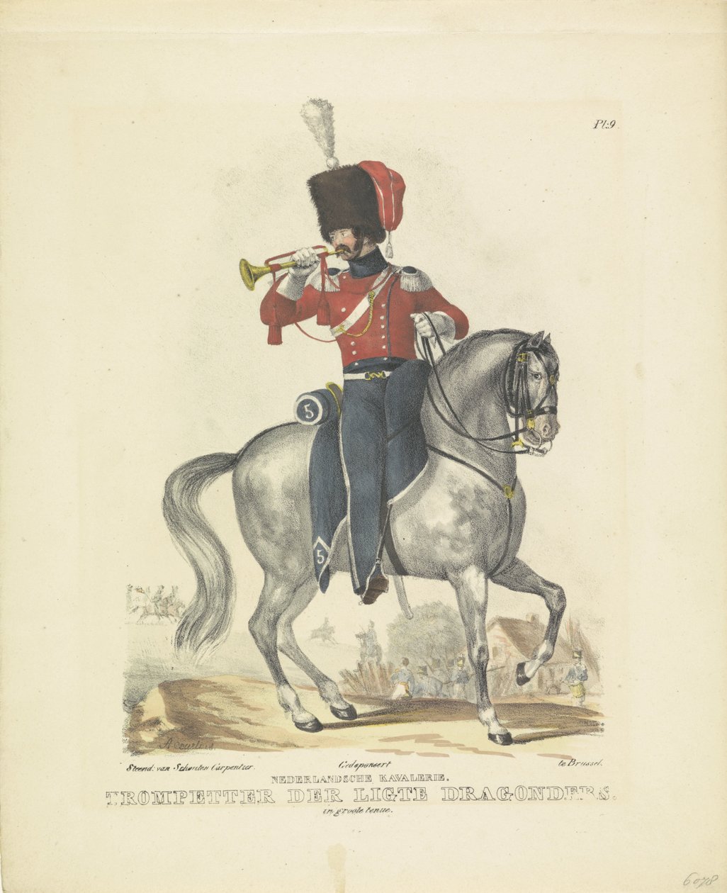 Trompetter in grote tenue, 1820-1825 door A. Courtois
