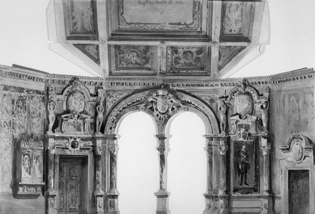 Decorontwerp voor Ruy Blas (1838) door Victor Hugo (1802-85), heropleving in de Comédie Française in 1879 door A. Devred