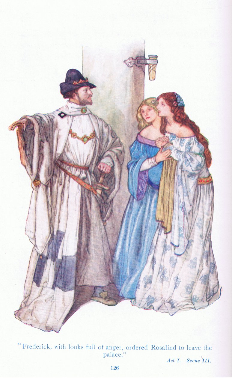 Frederick met boze blikken, beval Rosalind het paleis te verlaten (Zoals U Het Wilt), uit 