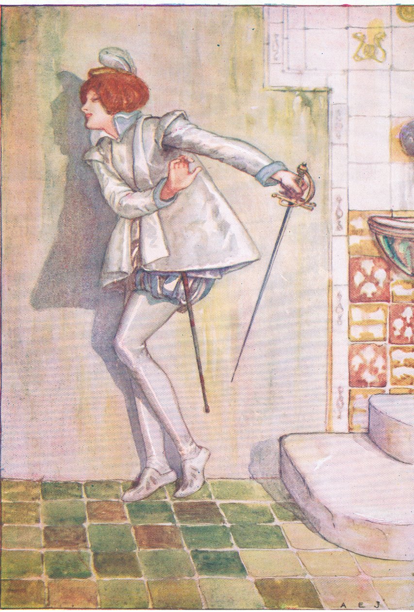 Arme Viola durfde niet naar haar zwaard te kijken (Twaalfde Nacht), uit Tales from Shakespeare uitgegeven door Ward Lock & Co Ltd door A. Jackson