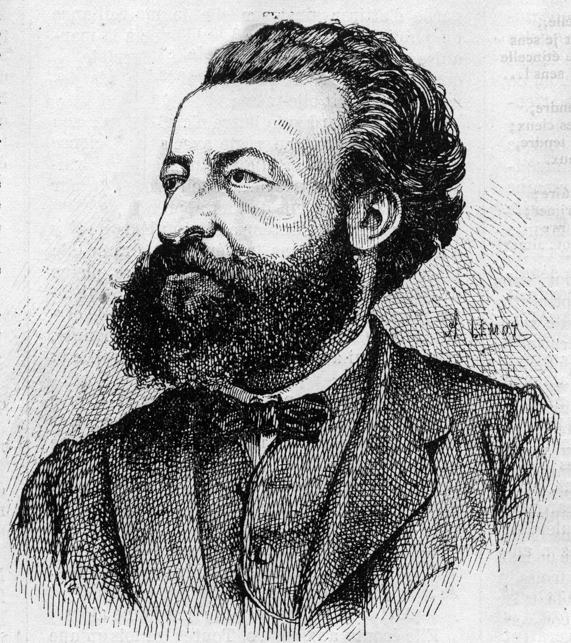 Portret van Ulrich de Fonvielle (1833-1911), Franse journalist en literator - Gravure door Lemot van 1870 door A Lemot