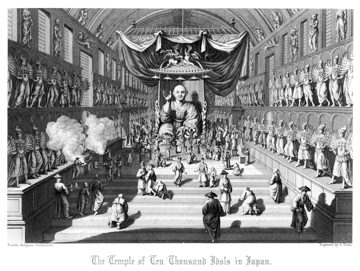 De Tempel van Tienduizend Idolen in Japan, ca. 1860 door A. Thom