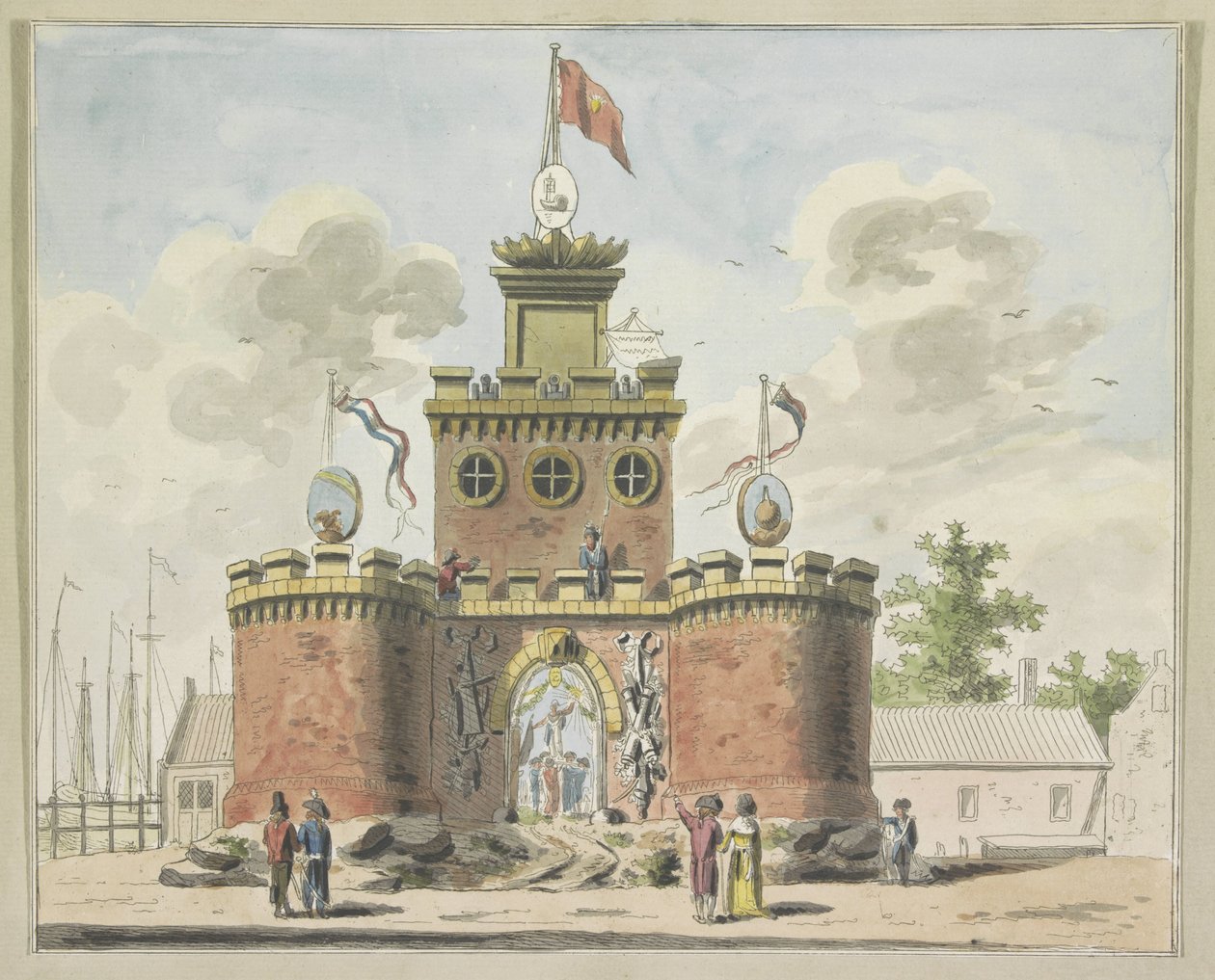 Algemene Wapening, decoratie op het Kadijksplein, 1795 door A. Verkerk