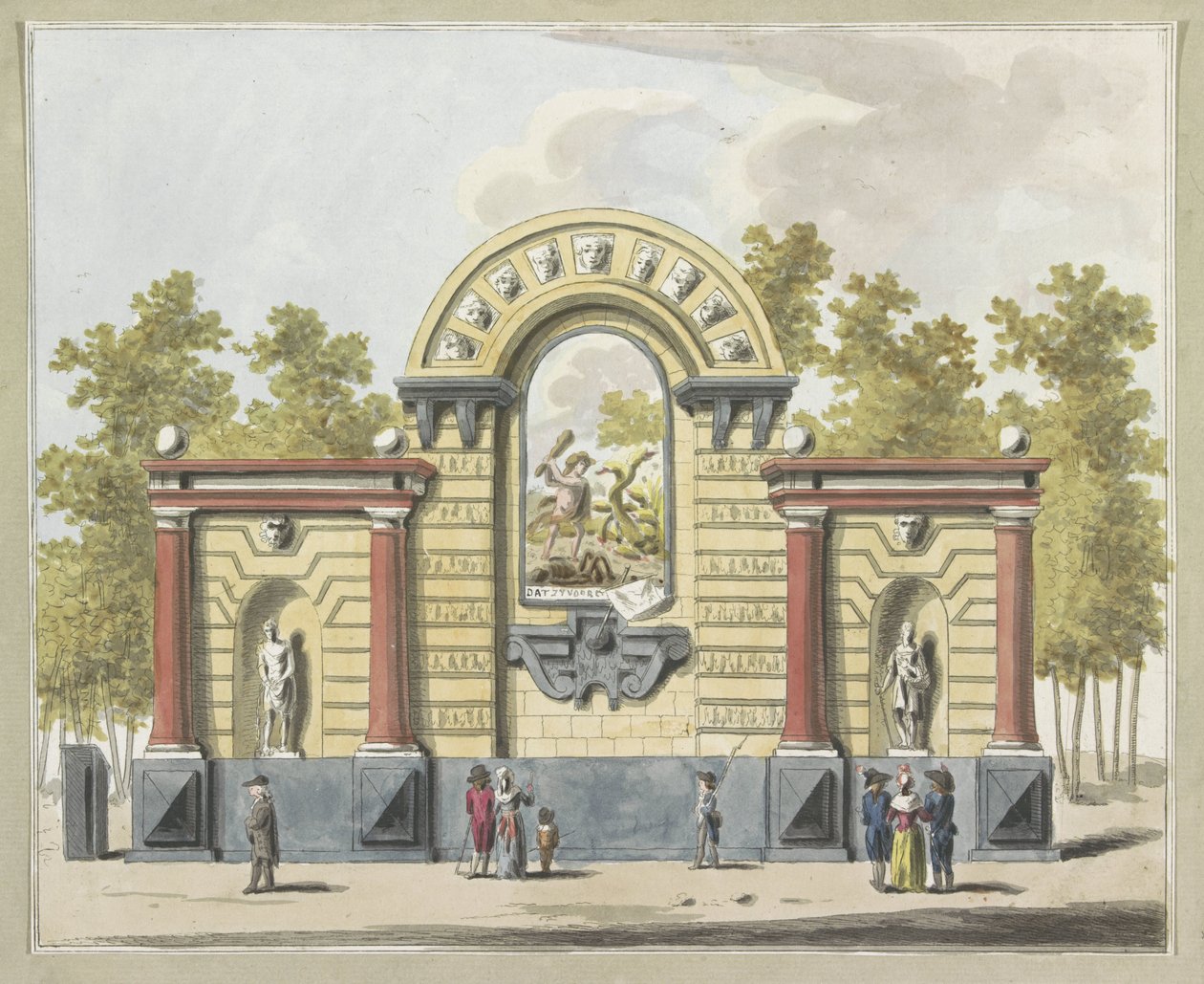 Vernietiging der Aristocratie, decoratie op de Westermarkt, 1795 door A. Verkerk
