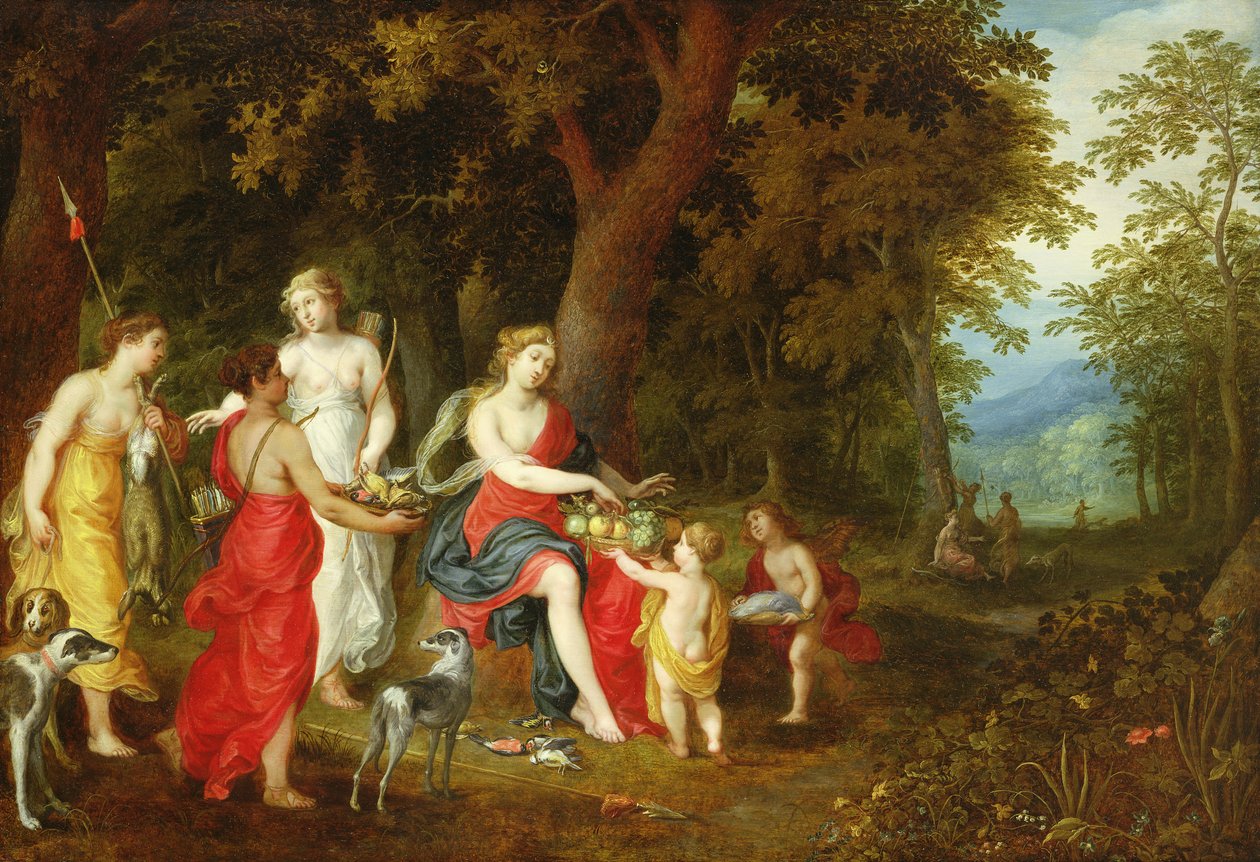 Diana en haar dienstmaagden, na de jacht, 1626 door A. and Balen, H. van Govaerts