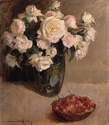 Stilleven van Rozen en Kersen door A. van der Kelen