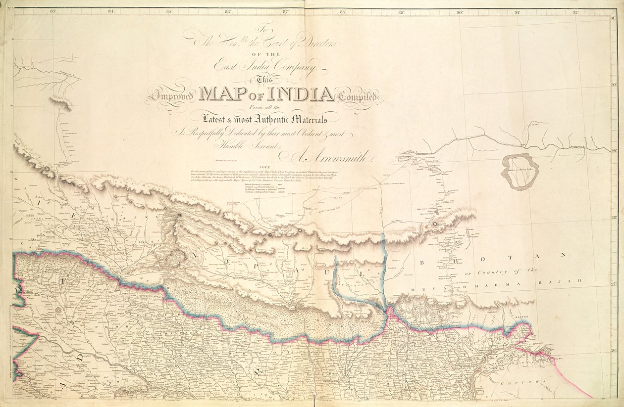 Kaart van India, 1822 door Aaron Arrowsmith