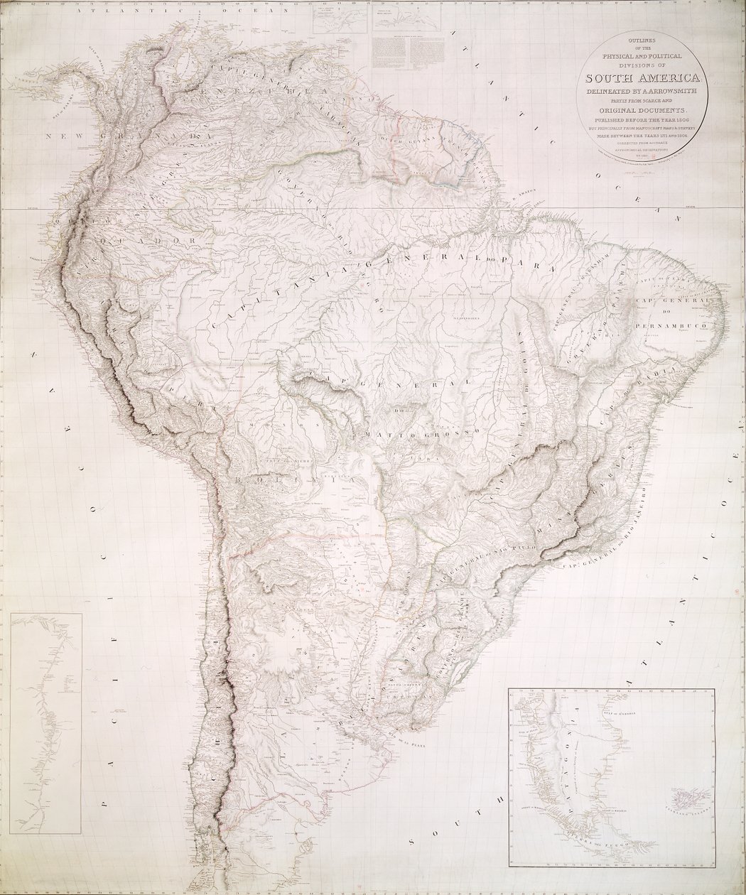 Overzicht van de Fysieke en Politieke indelingen van Zuid-Amerika, 1810 door Aaron Arrowsmith