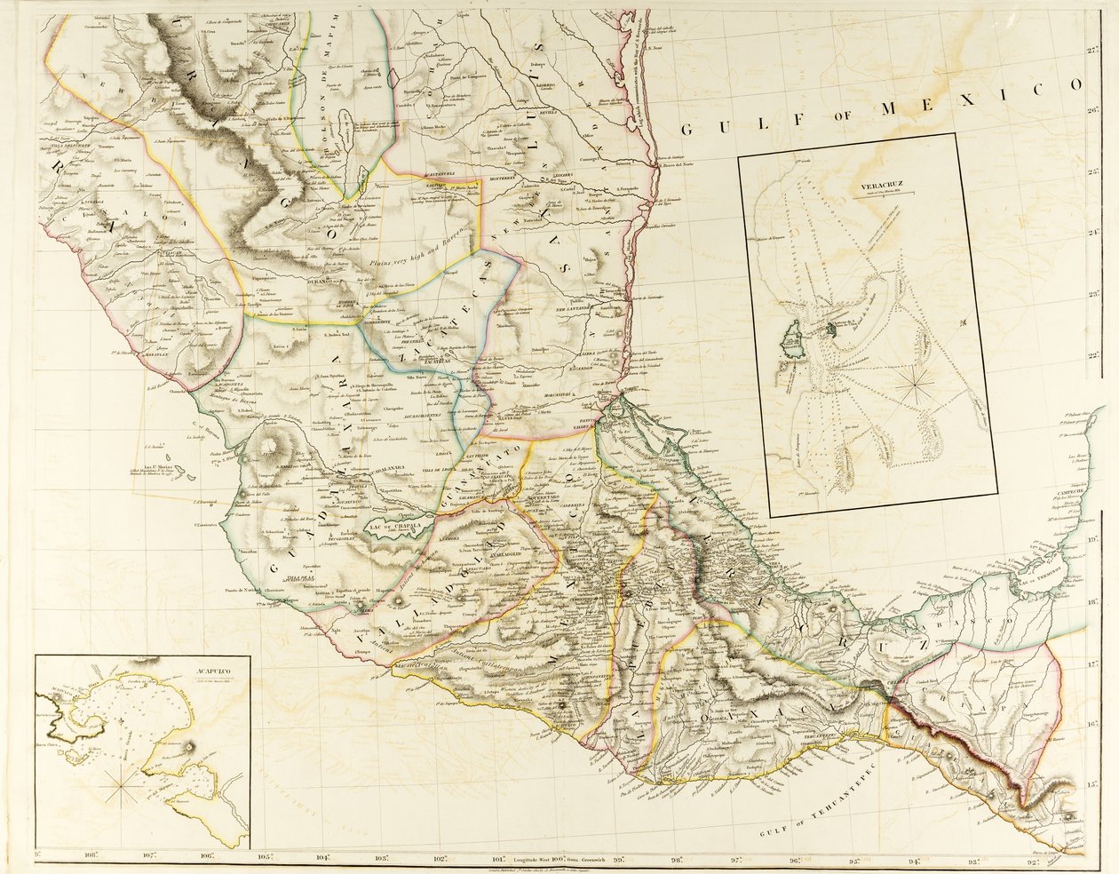 Een nieuwe kaart van Mexico en aangrenzende provincies door Aaron Arrowsmith