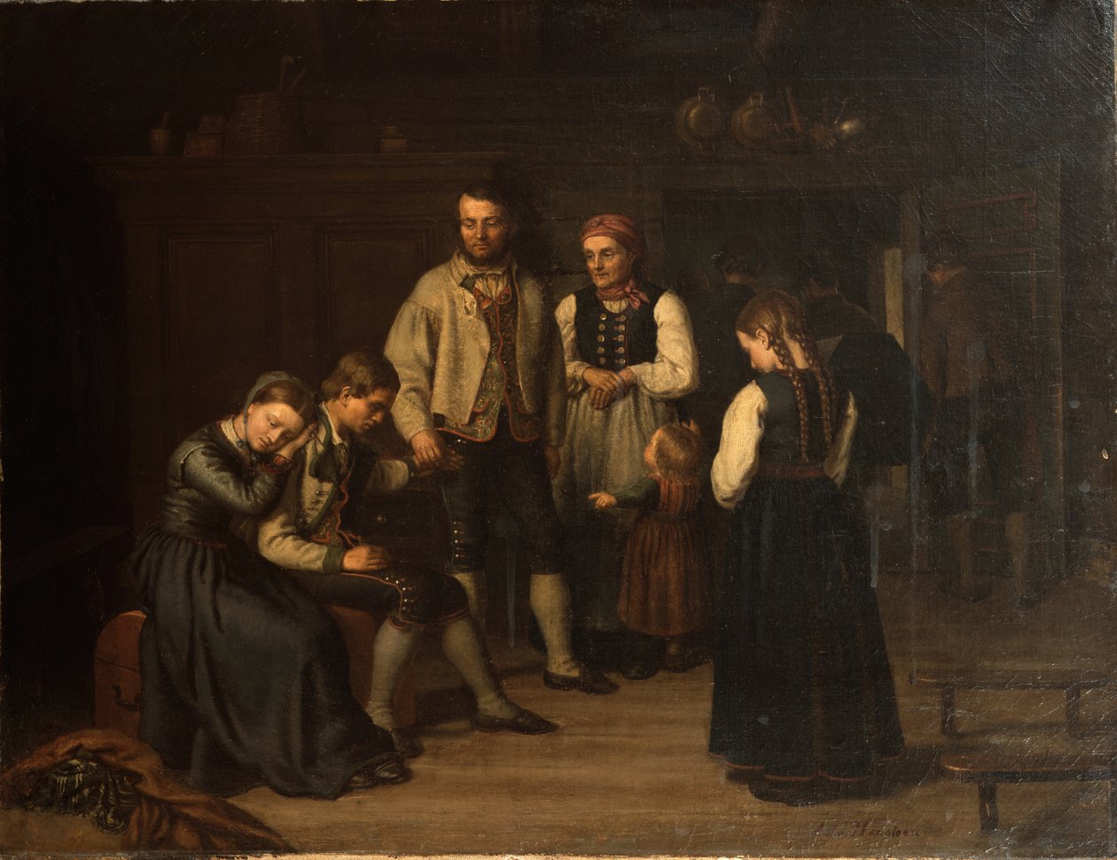Het dagelijks leven in de woonkamer van een Noorse boer door Aasta Hansteen